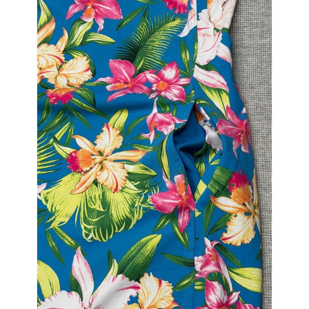 Tommy Bahama IslandZone Dress Womens Med Blue Tropical Floral Quarter Zip Golf - Picture 4 of 5